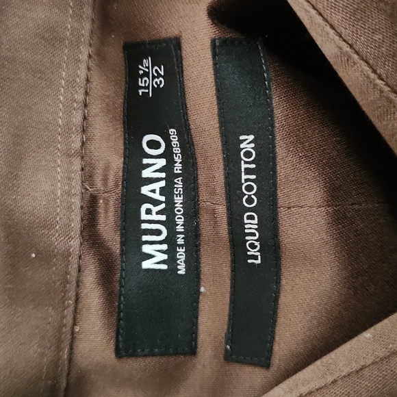 MURANO Liquid Cotton Brown Button-Up Dress Shirt - Picture 9 of 10